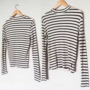 Scotch & Soda Striped Mock Neck Long Sleeve Base Layer Top Modal Cotton Blend 2